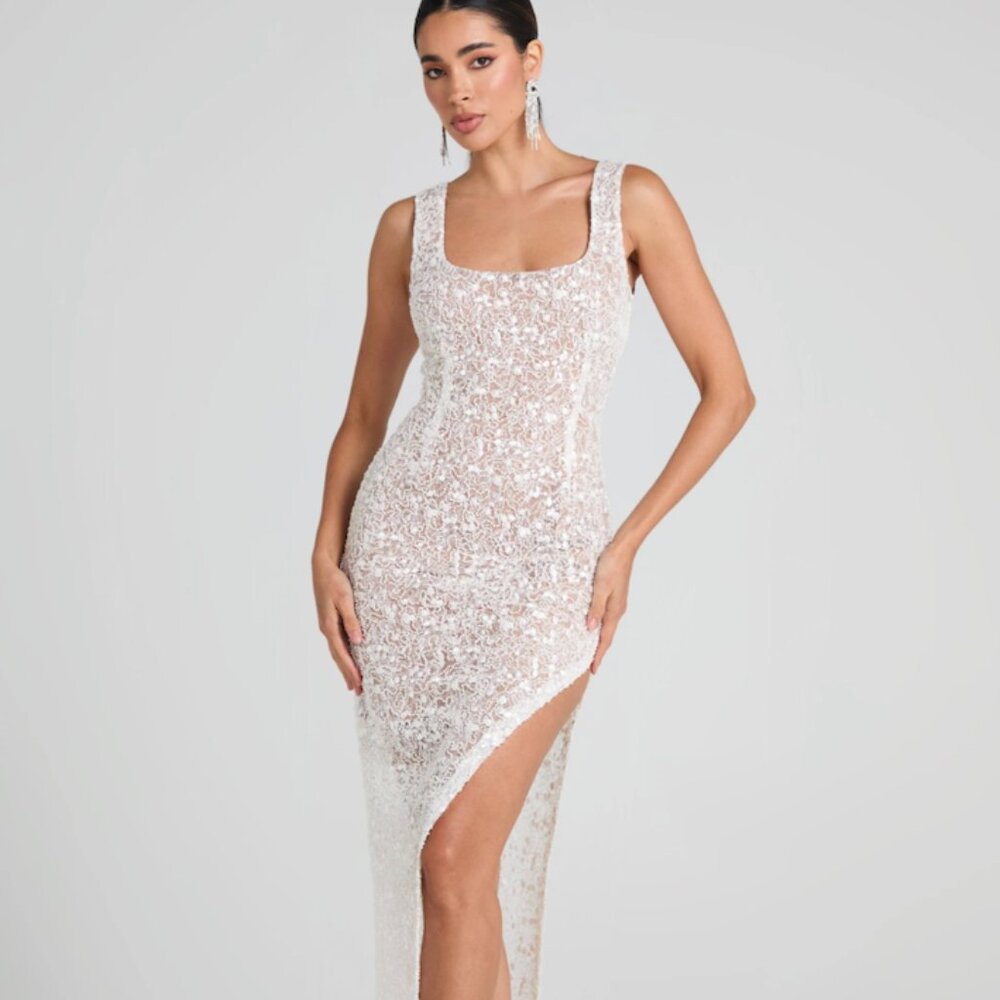 NADINE MERABI Louisa White Dress SIZE SMALL PETITE